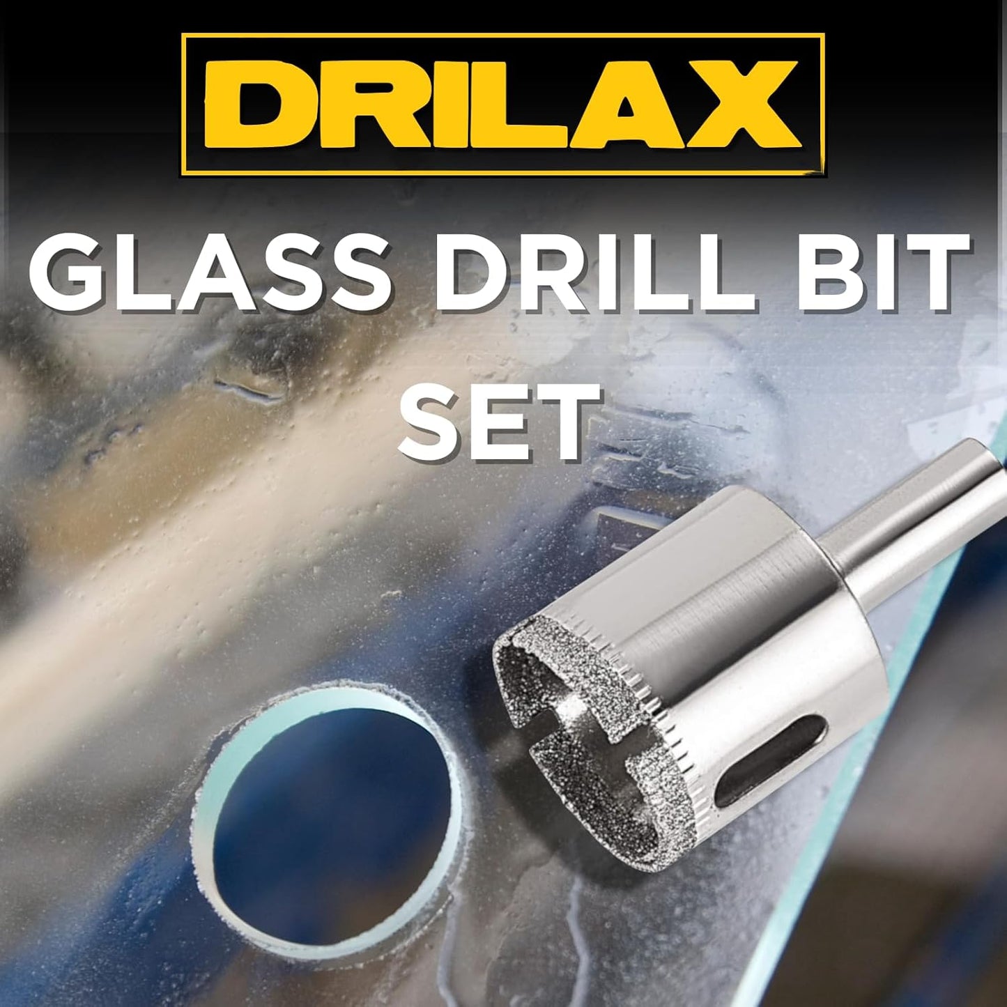 Drilax 5 Pcs Diamond Drill Bit Set 3/4", 1", 1-3/16", 1-3/8", 1-5/8" Wet Cutting Tiles, Glass, Fish Tanks, Marble, Granite, Ceramic, Porcelain, Bottle